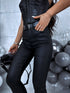 Black, matte faux leather pants "Diva" Z21-1